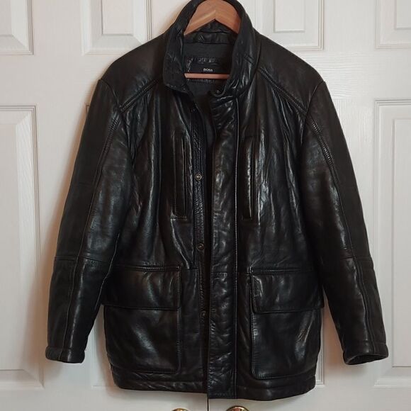 Hugo Boss Other - Hugo Boss Black Lambskin Leather Field Jacket 38R